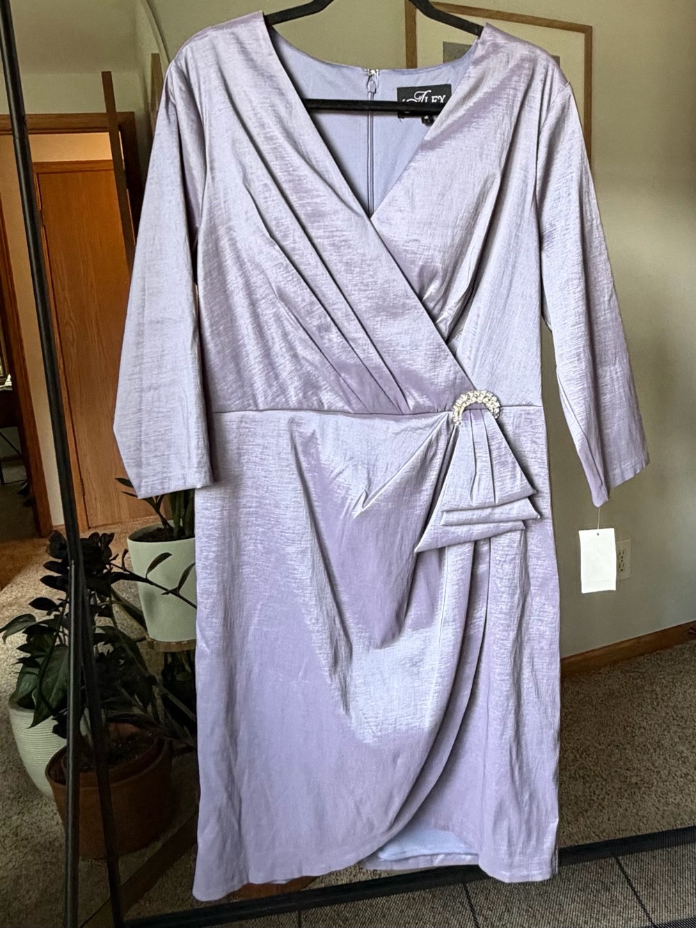 Alex Evenings Lavendar Formal Dress with Embellished Waist Detail NWT